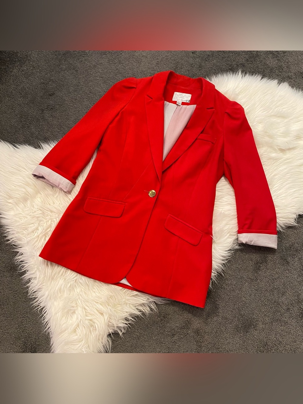 Dynamite Bold Red Single-Button Blazer